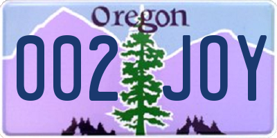 OR license plate 002JOY