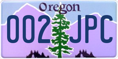 OR license plate 002JPC