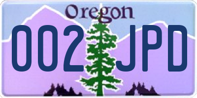 OR license plate 002JPD
