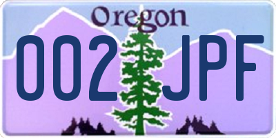 OR license plate 002JPF