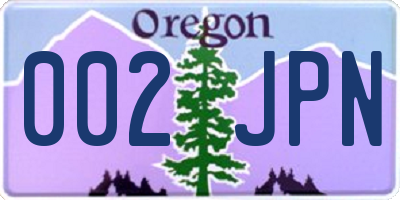 OR license plate 002JPN