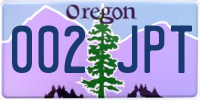 OR license plate 002JPT
