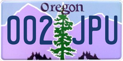 OR license plate 002JPU