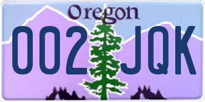 OR license plate 002JQK