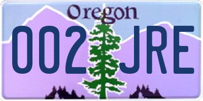OR license plate 002JRE