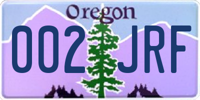 OR license plate 002JRF