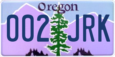 OR license plate 002JRK
