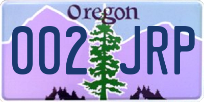 OR license plate 002JRP