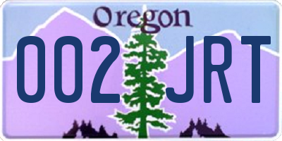 OR license plate 002JRT