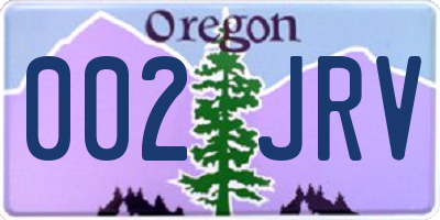 OR license plate 002JRV