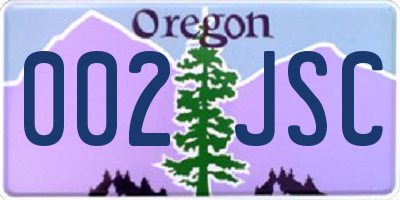 OR license plate 002JSC