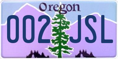 OR license plate 002JSL
