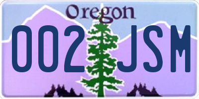 OR license plate 002JSM