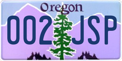 OR license plate 002JSP
