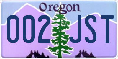 OR license plate 002JST