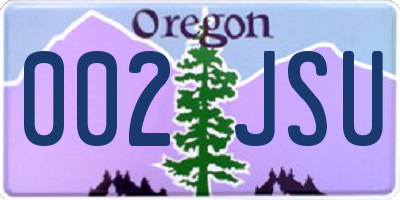 OR license plate 002JSU