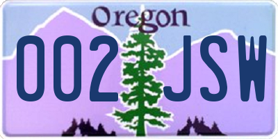 OR license plate 002JSW