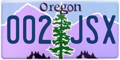 OR license plate 002JSX