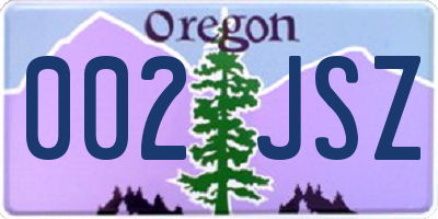 OR license plate 002JSZ
