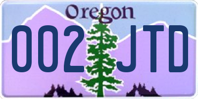 OR license plate 002JTD