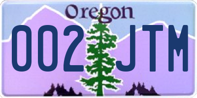 OR license plate 002JTM