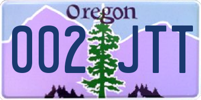 OR license plate 002JTT