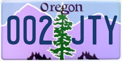OR license plate 002JTY