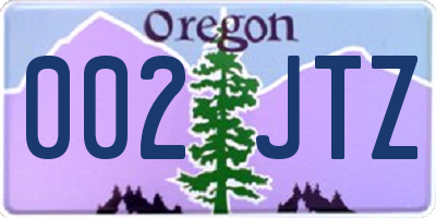 OR license plate 002JTZ