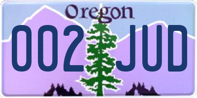 OR license plate 002JUD