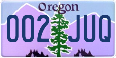 OR license plate 002JUQ