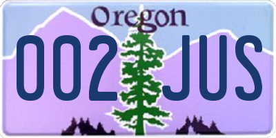 OR license plate 002JUS