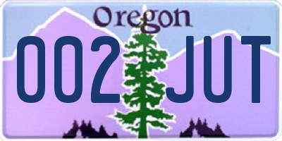 OR license plate 002JUT