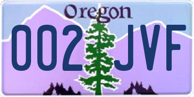 OR license plate 002JVF