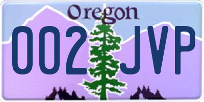 OR license plate 002JVP