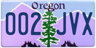 OR license plate 002JVX