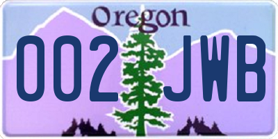 OR license plate 002JWB