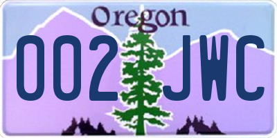 OR license plate 002JWC