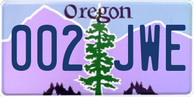 OR license plate 002JWE