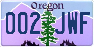 OR license plate 002JWF