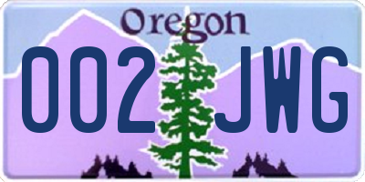 OR license plate 002JWG