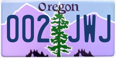 OR license plate 002JWJ