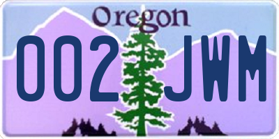 OR license plate 002JWM