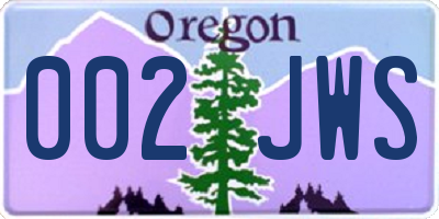 OR license plate 002JWS