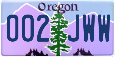 OR license plate 002JWW