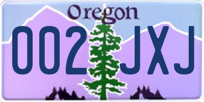 OR license plate 002JXJ