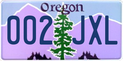 OR license plate 002JXL