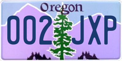 OR license plate 002JXP