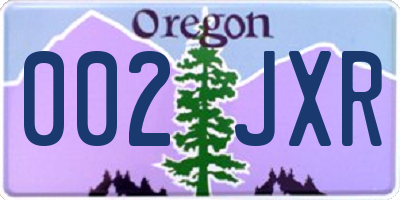 OR license plate 002JXR