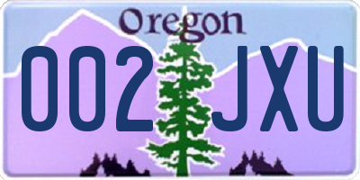 OR license plate 002JXU
