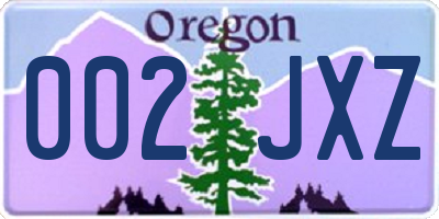 OR license plate 002JXZ